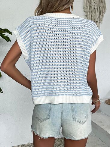 Sweater Vests for Women, Women's Sweater Vests-Cable Knit Sweater Women/,Short Sleeve Tops for Women,Ladies Sweater in Kuwait
