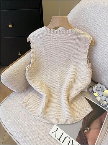 SOLY HUX Women's Button Up Sleeveless Sweater Vest Sleeveless V Neck Office Cardigan Knit Tank Tops in Kuwait