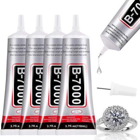4 PCS 110ml B7000 Glue Clear with Precision Tip, Rhinestones Glue, Craft Glue, Shoe Glue, Fabric Glue, Jewelry Glue for Rhinestone Crafts Fabric Shoes Jewelry Making DIY Craft Makeup Nail Art Glass in Saudi Arabia