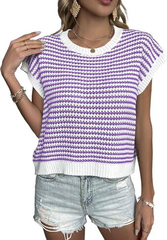 Sweater Vests for Women, Women's Sweater Vests-Cable Knit Sweater Women/,Short Sleeve Tops for Women,Ladies Sweater in Kuwait