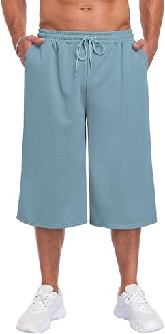 Mens Baggy Sweat Shorts Gym Athletic Basketball Summer Workout Lounge Beach Drawstring Shorts with Pockets in Saudi Arabia