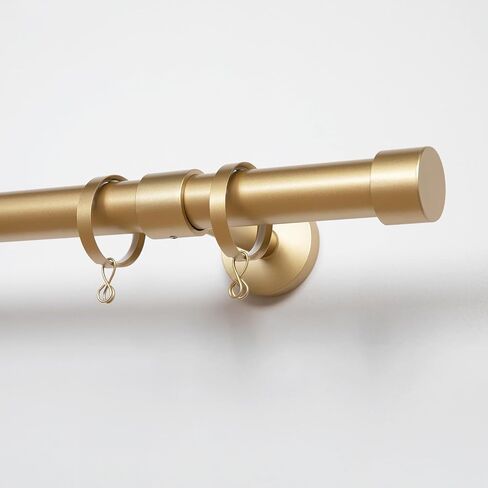 TWOPAGES 1" Heavy Duty 32-72" Adjustable Curtain Rod with Rings, Gold | Seamless Rod Design, Smooth & Quiet Gliding, Heavy Duty Carbon Steel, Secure Wall Mount, Easy Telescopic Adjustment in Saudi Arabia
