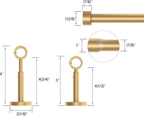 TWOPAGES 1" Heavy Duty 32-72" Adjustable Curtain Rod with Rings, Gold | Seamless Rod Design, Smooth & Quiet Gliding, Heavy Duty Carbon Steel, Secure Wall Mount, Easy Telescopic Adjustment in Saudi Arabia