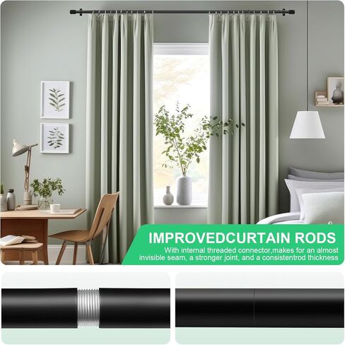 Extra Long Curtain Rods for Windows 120 to 240 Inches, Heavy Duty Adjustable 1 Inch 20 Feet Black Curtain Rod, Modern Drapery Rod, All Metal, Easy Install, Simplistic Finials in Saudi Arabia