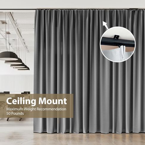 MaKefeile Ceiling Curtain Track,Curtain Track Wall Mounted,Ceiling Mount Rail Room Divider Tracks Extra Long Curtains Rod for Living Room Bedroom Patio Sliding Door Curtains with Clips,Black 9ft in Saudi Arabia