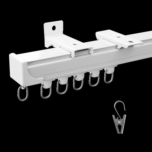 MaKefeile Ceiling Curtain Track,Curtain Track Wall Mounted,Ceiling Mount Rail Room Divider Tracks Extra Long Curtains Rod for Living Room Bedroom Patio Sliding Door Curtains with Clips,Black 9ft in Saudi Arabia