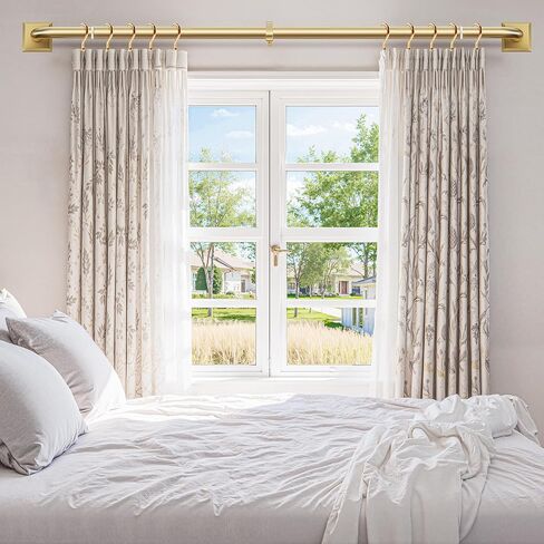 Brushed Gold Curtain Rods for Windows 48-90 Inch (4-7.5 ft), Heavy Duty Wrap Around Blackout Curtain Rod, Adjustable Room Darkening Drapery Rod for Bedroom, Living Room & Sliding Door in Saudi Arabia
