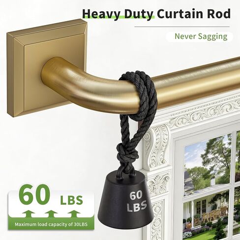 Brushed Gold Curtain Rods for Windows 48-90 Inch (4-7.5 ft), Heavy Duty Wrap Around Blackout Curtain Rod, Adjustable Room Darkening Drapery Rod for Bedroom, Living Room & Sliding Door in Saudi Arabia