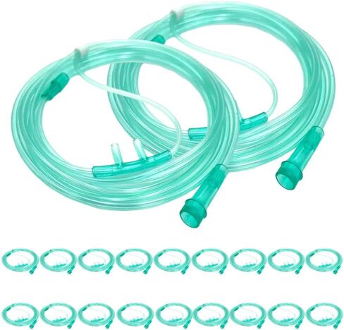 12 Packs of high Flow Ultra Soft Nasal Oxygen Cannula, Green Tube Body canulas, Each Individually Packaged with Standard connectors, Adult Nasal cannulas Soft 7Ft (About 2.1 Meters) in Saudi Arabia