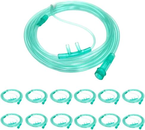 12 Packs of high Flow Ultra Soft Nasal Oxygen Cannula, Green Tube Body canulas, Each Individually Packaged with Standard connectors, Adult Nasal cannulas Soft 7Ft (About 2.1 Meters) in Saudi Arabia