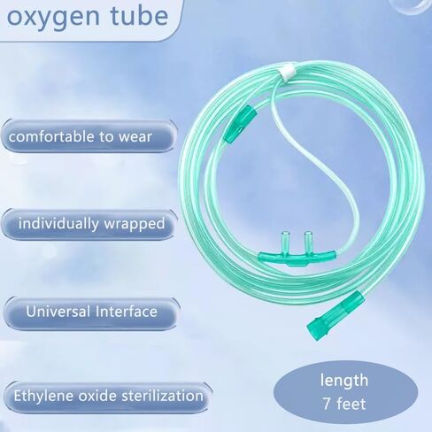 12 Packs of high Flow Ultra Soft Nasal Oxygen Cannula, Green Tube Body canulas, Each Individually Packaged with Standard connectors, Adult Nasal cannulas Soft 7Ft (About 2.1 Meters) in Saudi Arabia