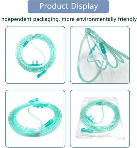 12 Packs of high Flow Ultra Soft Nasal Oxygen Cannula, Green Tube Body canulas, Each Individually Packaged with Standard connectors, Adult Nasal cannulas Soft 7Ft (About 2.1 Meters) in Saudi Arabia