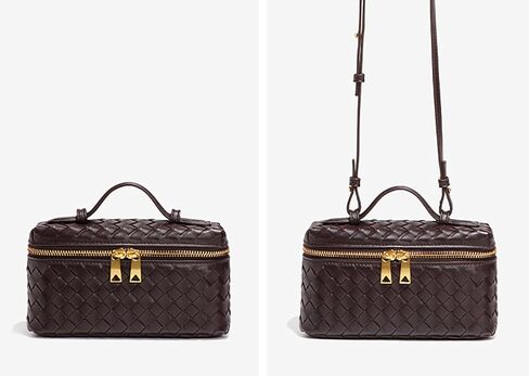 Womens Woven Crossbody Handbag Fashion Leather Top Handle Bag Light Taupe in Saudi Arabia