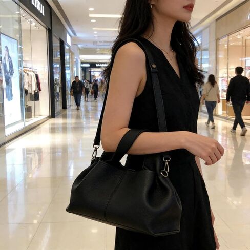 Women's Cloud-Shape Crossbody Bag Black Dumpling Clutch Purse with Removable Strap Soft Faux Leather Handbag for Daily and Work Use in Kuwait