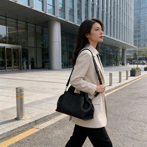 Women's Cloud-Shape Crossbody Bag Black Dumpling Clutch Purse with Removable Strap Soft Faux Leather Handbag for Daily and Work Use in Kuwait