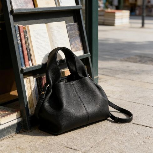 Women's Cloud-Shape Crossbody Bag Black Dumpling Clutch Purse with Removable Strap Soft Faux Leather Handbag for Daily and Work Use in Kuwait