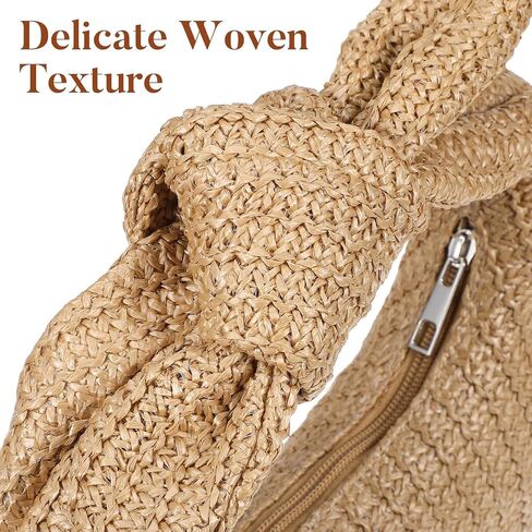 SEWACC Bow Knotted Woven Handbag Polyester Purse Women Summer Beach Bag Portable Storage Tote in Kuwait