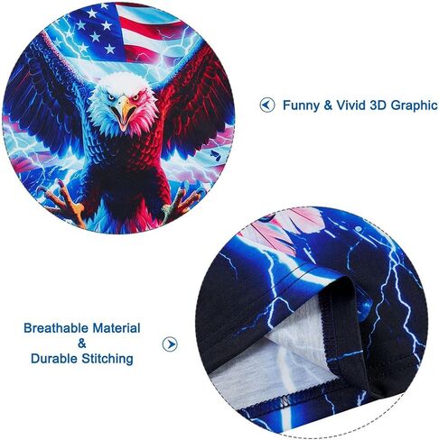 Funnycokid Boys Girls Shirts 4th of July Independence Day Flag Neon Clothes Kids Tees 4-16 Years in Saudi Arabia