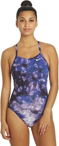 بدلة سباحة Hydrastrong Tie Dye Crossback للنساء من Nike، قطعة واحدة، أرجواني داكن، 26 in Kuwait