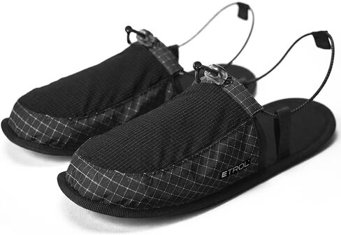 Ultralight and Compact Camping Shoes Foldable for Travel | Hiking After-Sport Relaxation Slippers, Adjustable Heel Strap with Cord Lock, Packable for Backpacking in Kuwait