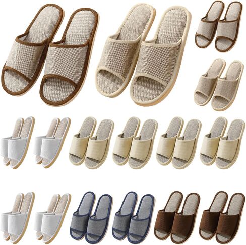 16 Pairs Disposable House Slippers for Guests, Open Toe Breathable Washable House Slippers with Thick Non Slip Sole, Unisex for Indoor Home Bedroom Hotel Travel Daily Use, Multicolor in Saudi Arabia