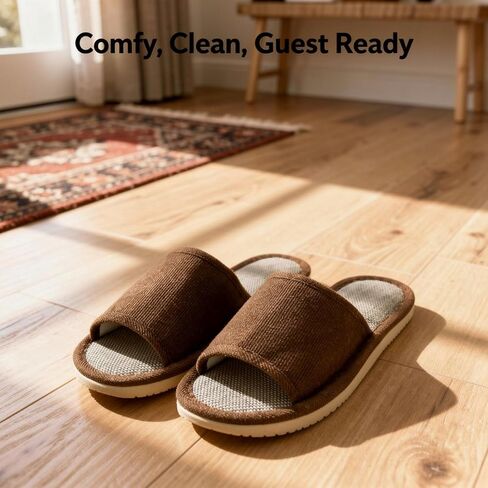 16 Pairs Disposable House Slippers for Guests, Open Toe Breathable Washable House Slippers with Thick Non Slip Sole, Unisex for Indoor Home Bedroom Hotel Travel Daily Use, Multicolor in Saudi Arabia