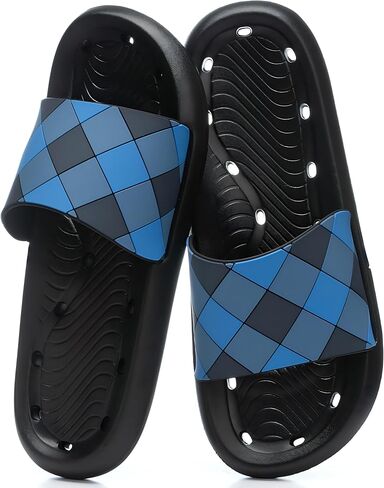 GOEWY Mens Shower Shoes Quick Drying Non-Slip Slippers with Drain Holes Lightweight Sandals Essentials for Home College Dorm Travel Pool Beach Gym in Kuwait
