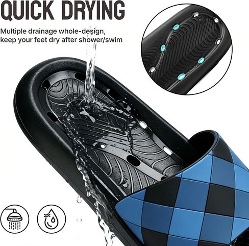 GOEWY Mens Shower Shoes Quick Drying Non-Slip Slippers with Drain Holes Lightweight Sandals Essentials for Home College Dorm Travel Pool Beach Gym in Kuwait