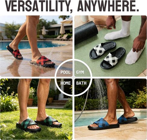GOEWY Mens Shower Shoes Quick Drying Non-Slip Slippers with Drain Holes Lightweight Sandals Essentials for Home College Dorm Travel Pool Beach Gym in Kuwait