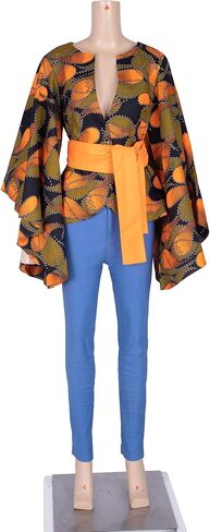 BAZINRICHE African Shirt with for Women Dashiki Clothing Blouse Printing Ankara Casual Jackets Attire in Kuwait