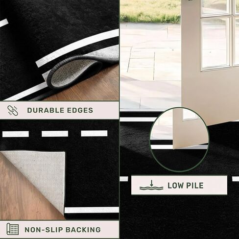 Runway Track Aircraft Runner Rug,2x6ft, Black White Long Runner Rugs Aviation Airport Plane Racing Runway Area Rugs for Classroom Play Mat Non-Slip Low Pile Carpet for Living Room Boys Room in Saudi Arabia