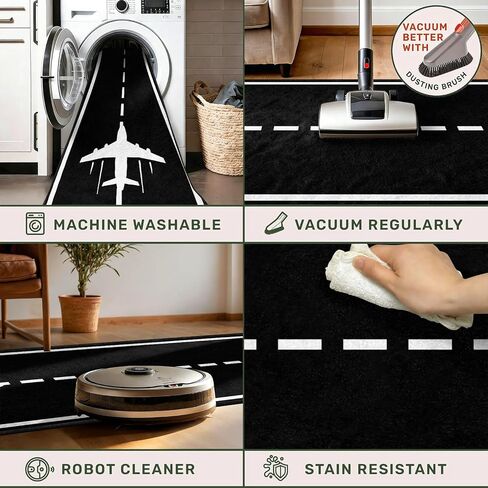 Runway Track Aircraft Runner Rug,2x6ft, Black White Long Runner Rugs Aviation Airport Plane Racing Runway Area Rugs for Classroom Play Mat Non-Slip Low Pile Carpet for Living Room Boys Room in Saudi Arabia