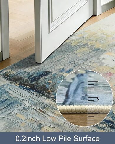 Gifeas Rug Runners for Hallway Kitchen, 2x6 Abstract Washable Runner Rugs with Non Slip Backing, Ultra Soft Modern Printed Carpet for Bedroom Entryway Laundry Farmhouse Nursery Office Decor, Blue in Kuwait