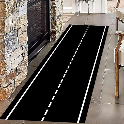 Runway Track Aircraft Runner Rug,2x6ft, Black White Long Runner Rugs Aviation Airport Plane Racing Runway Area Rugs for Classroom Play Mat Non-Slip Low Pile Carpet for Living Room Boys Room in Saudi Arabia