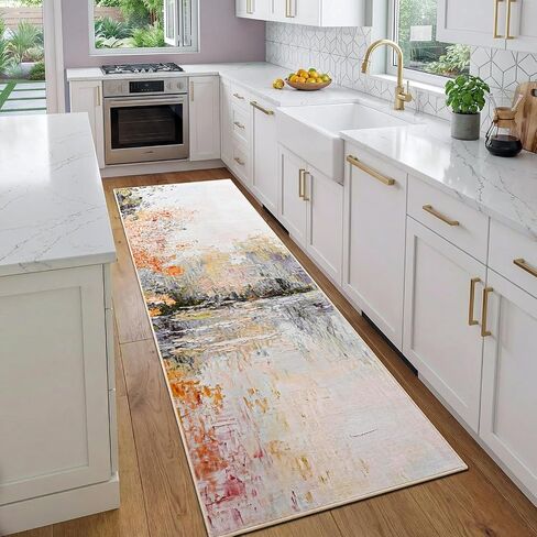 Gifeas Rug Runners for Hallway Kitchen, 2x6 Abstract Washable Runner Rugs with Non Slip Backing, Ultra Soft Modern Printed Carpet for Bedroom Entryway Laundry Farmhouse Nursery Office Decor, Blue in Saudi Arabia