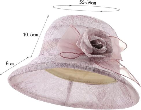 Women Flower Bowler Sun Hat Wide Brim Cloche Church Hat Floral Bucket Cap Ladies Tea Party Wedding Travel Beach Fascinator in Kuwait