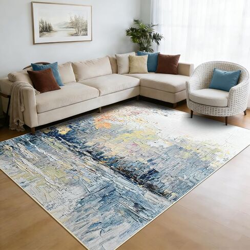 Gifeas Rug Runners for Hallway Kitchen, 2x6 Abstract Washable Runner Rugs with Non Slip Backing, Ultra Soft Modern Printed Carpet for Bedroom Entryway Laundry Farmhouse Nursery Office Decor, Blue in Kuwait