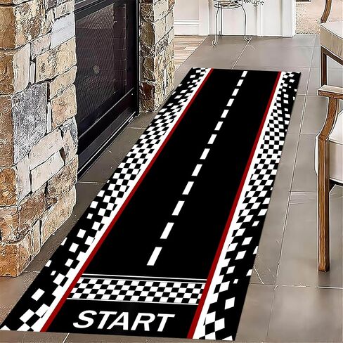 Runway Track Aircraft Runner Rug,2x6ft, Black White Long Runner Rugs Aviation Airport Plane Racing Runway Area Rugs for Classroom Play Mat Non-Slip Low Pile Carpet for Living Room Boys Room in Saudi Arabia