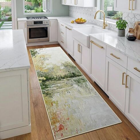 Gifeas Rug Runners for Hallway Kitchen, 2x6 Abstract Washable Runner Rugs with Non Slip Backing, Ultra Soft Modern Printed Carpet for Bedroom Entryway Laundry Farmhouse Nursery Office Decor, Blue in Kuwait