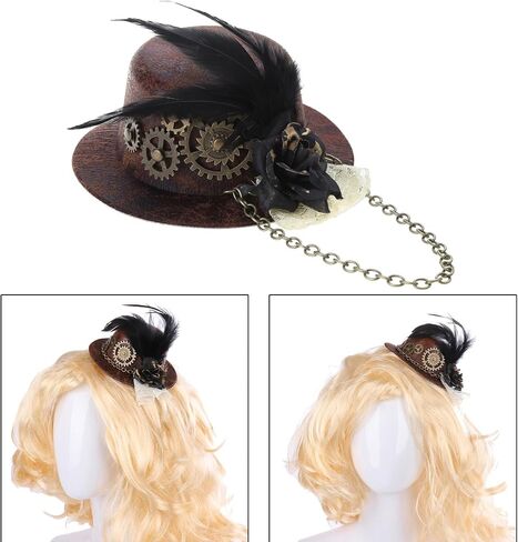 النساء هالوين القوطية أفضل قبعة Steampunk التروس سلسلة زهرة الفاسناتور مشبك شعر الفيكتوري تأثيري حلي in Kuwait