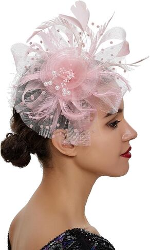 Fascinator Hats for Women Tea Party Hat Kentucky Vintage Pillbox Derby Hat Feather Headband for Cocktail Wedding in Saudi Arabia