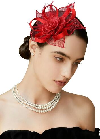 قبعات BABEYOND Fascinators للنساء - حفلة الشاي Kentucky Fascinator Flower Derby Hat عصابة رأس من ريش الكتان مع مشبك للشعر in Kuwait