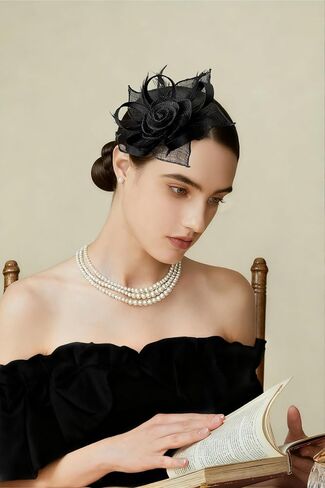 قبعات BABEYOND Fascinators للنساء - حفلة الشاي Kentucky Fascinator Flower Derby Hat عصابة رأس من ريش الكتان مع مشبك للشعر in Kuwait