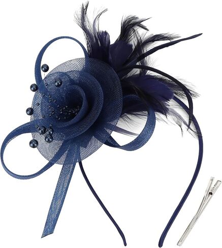 AMCAMI Fascinators Hats with Feather for Women 2026 Derby Hats Tea Party Hat with Headband and Clip in Saudi Arabia