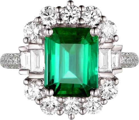 LU-XI Lab Grown Rectangular emerald Rings 3/4ct，Silver 925 band Set with Zircon，Women's style， Ideal for wedding, engagement, Valentine's Day in Saudi Arabia
