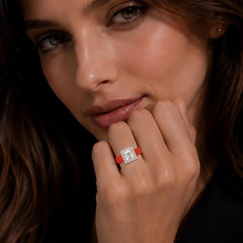 Moissanite Silicone Ring for Women, Princess 925 Sterling Silver, Soft Comfort Fit Promise Band with Certificate in Kuwait