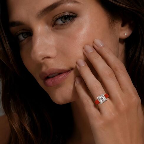 Moissanite Silicone Ring for Women, Princess 925 Sterling Silver, Soft Comfort Fit Promise Band with Certificate in Kuwait