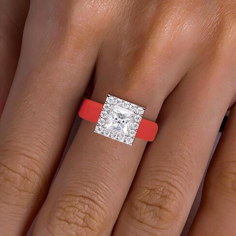 Moissanite Silicone Ring for Women, Princess 925 Sterling Silver, Soft Comfort Fit Promise Band with Certificate in Kuwait