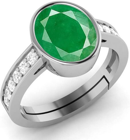 LMDPRAJAPATIS 4.00 Carat Emerald Birthstone 925 Jewellery Sterling Silver Ring (Gemstone Tested By Lab Certificate) in Kuwait