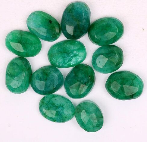 REAL-GEMS الزمرد الطبيعي 60.00 قيراط./12 قطعة قطع بيضاوية رائعة الأوجه الزمرد أحجار كريمة مفكوكة لصنع المجوهرات in Kuwait